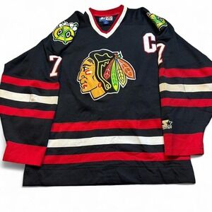 Vintage Chicago Blackhawks NHL starter 90s embroidered jersey size medium READ
